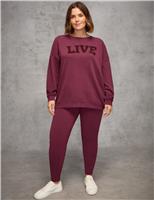 Live Unlimited London Pure Cotton Live Slogan Sweatshirt Burgundy