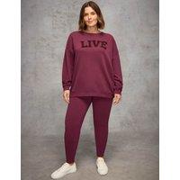 Live Unlimited London Pure Cotton Live Slogan Sweatshirt Burgundy