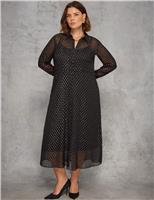 Metallic Button Through Midaxi Shirt Dress