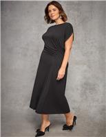 Draped Side Maxi Column Dress