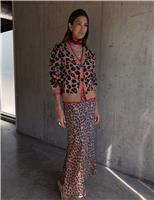 Never Fully Dressed Cherry Leopard Print Maxi Slip Skirt Brown