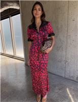 Cherry Print V-Neck Midaxi Column Dress