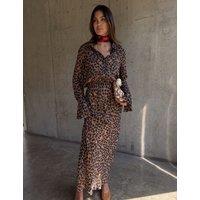 Never Fully Dressed Cherry Leopard Print Maxi Waisted Dress Brown