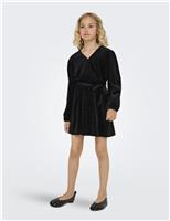 Velvet Embellished Belted Party Dress (7-14 Yrs)