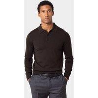 Hawes & Curtis Pure Wool Long Sleeve Polo Shirt Olive