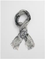 Pure Wool Monogram Fringed Scarf