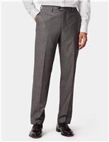 Hawes & Curtis Tailored Fit Pure Wool Herringbone Trousers Taupe