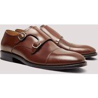 Hawes & Curtis Leather Double Monk Strap Shoes Tan