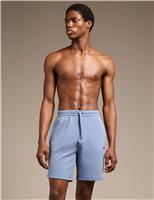 Boss Cotton Rich Waffle Loungewear Shorts Blue