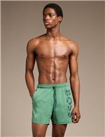 Boss Quick Dry Pocketed Logo Graphic Swim Shorts Green
