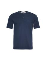 Boss Lyocell Rich Henley Neck T-Shirt with Wool Navy