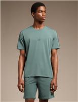 Boss Cotton Rich Striped Trim Logo T-Shirt Dark Green