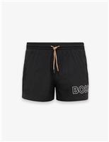 Boss Pocketed Quick Dry Logo Graphic Swim Shorts Black