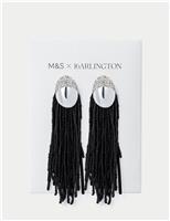 Silver Dome Tassel Earrings