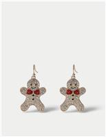 Rhinestone Gingerbread Drop Earrings