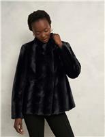 Faux Fur High Neck Cropped Coat