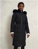Hooded Faux Fur Trim Longline Puffer Coat