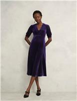 Velvet V-Neck Midi Skater Dress