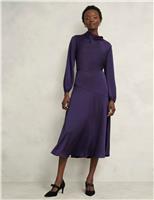 Satin Cowl Neck Midi Skater Dress