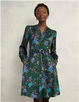 Floral Notch V-Neck Skater Dress