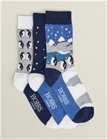 3pk Cotton Rich Penguin Ankle High Socks