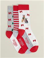 3pk Cotton Rich Festive Dog Ankle High Socks