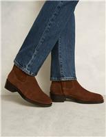 HOBBS Suede Chelsea Block Heel Boots Brown