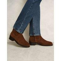 HOBBS Suede Chelsea Block Heel Boots Brown