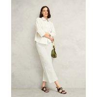 HOBBS High Waisted Wide Leg Cropped Jeans White