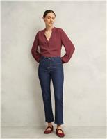 High Waisted Straight Leg Ankle Grazer Jeans