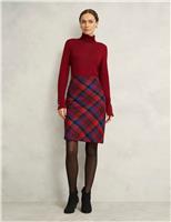 Pure Wool Checked Knee Length Pencil Skirt
