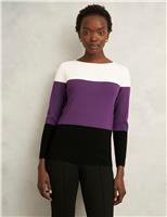 Colour Block Slash Neck Jumper