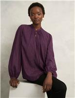 Textured Sparkly Tie Neck Relaxed Top