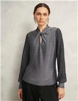 Sparkly Twist Front Blouson Sleeve Top