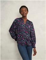 Floral V-Neck Blouson Sleeve Blouse