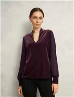 Velvet V-Neck Blouse