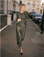 Satin Polka Dot Midaxi Dress