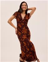 Floral V-Neck Maxi Tea Dress