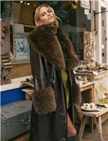 Vinyl Faux Fur Trim Longline Coat