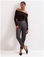 Leather Look Straight Leg Cropped Trousers