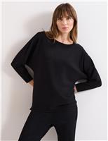 Textured Slash Neck Longline Jumper