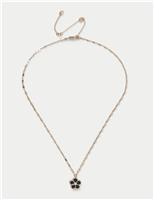 Black Enamel Flower Necklace