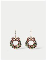 Coloured Rhinestone Wreath Drop Earrings