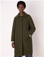Wool Rich Boucl Relaxed Collared Coat