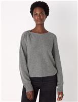 Pure Wool Textured Slash Neck Jumper