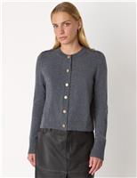 Pure Wool Textured Crop Cardigan