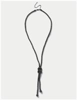 Gunmetal Pave Knot Lariat Long Necklace