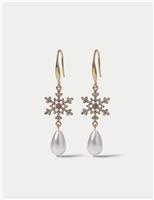 TP Snowflake and Pearl Drop Earrings