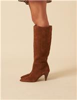 Suede Kitten Heel Pointed Knee High Boots