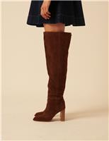 Suede Block Heel Knee High Boots